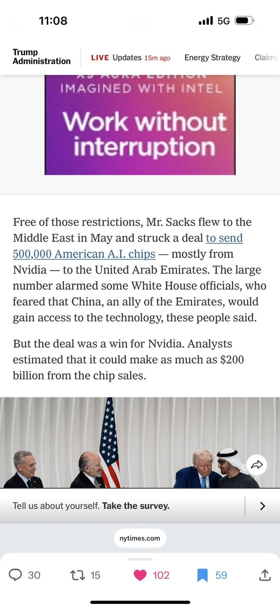 GavinSBaker's tweet image. Deeply strange @nytimes article about @DavidSacks 

Leading in AI is good for America. And there is no way for America to lead in AI without American investors in AI doing well. Irrespective of whether those investors are David’s friends or his enemies. And like everyone who has…