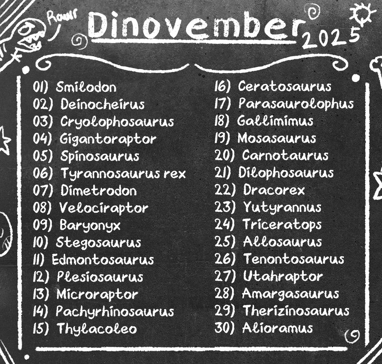 photon_opal's tweet photo. Day 29 and 30 of #Dinovember, Therizinosaurus and Alioramus. And that is the end of Dinovember. It's been a really fun and tiring experience. But I think I've improved on drawing dinosaur proportions. Thanks for everyone supporting this hehe.
#fakemon #Pokemon #PokemonLegendZA https://t.co/PchsEV92TS