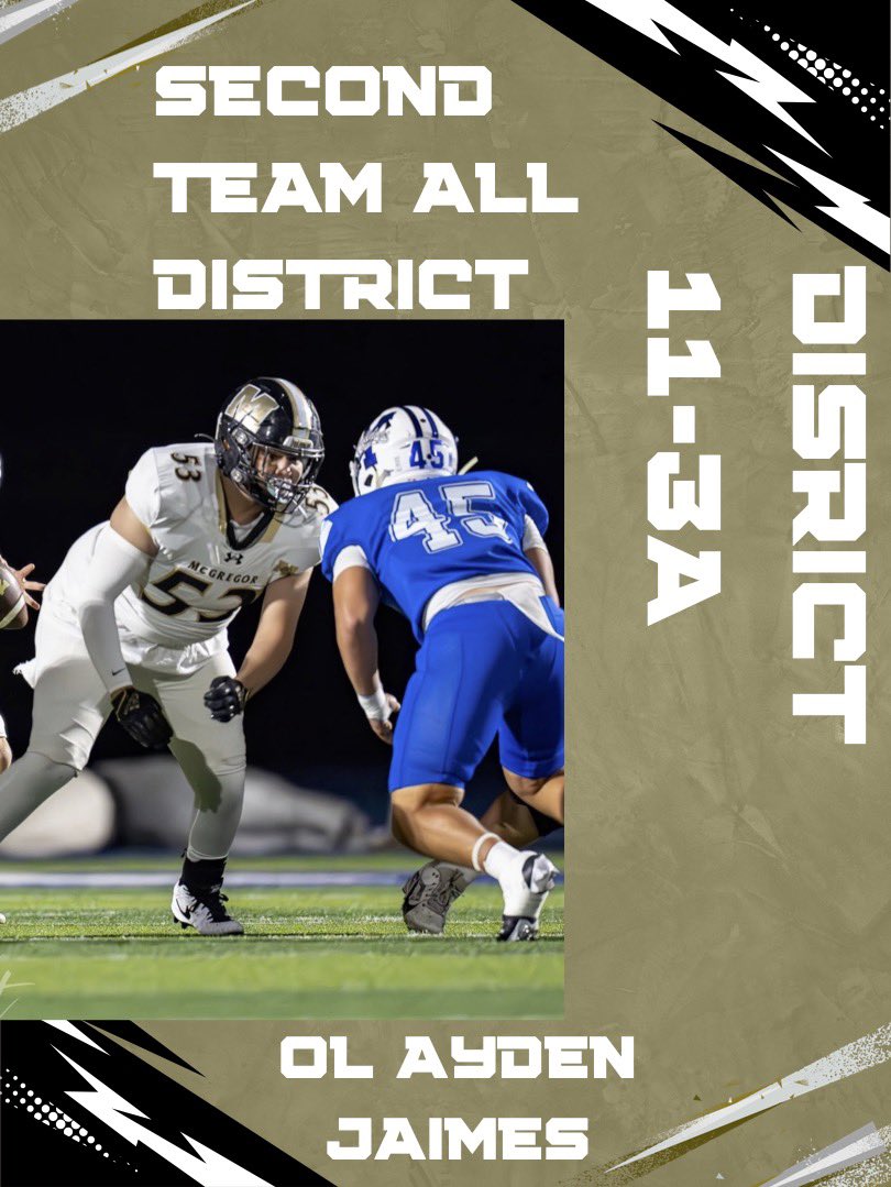 Congratulations to Ayden for being named 2nd Team All-District Offensive Lineman!

#MMP
#MakeMcGregorProud