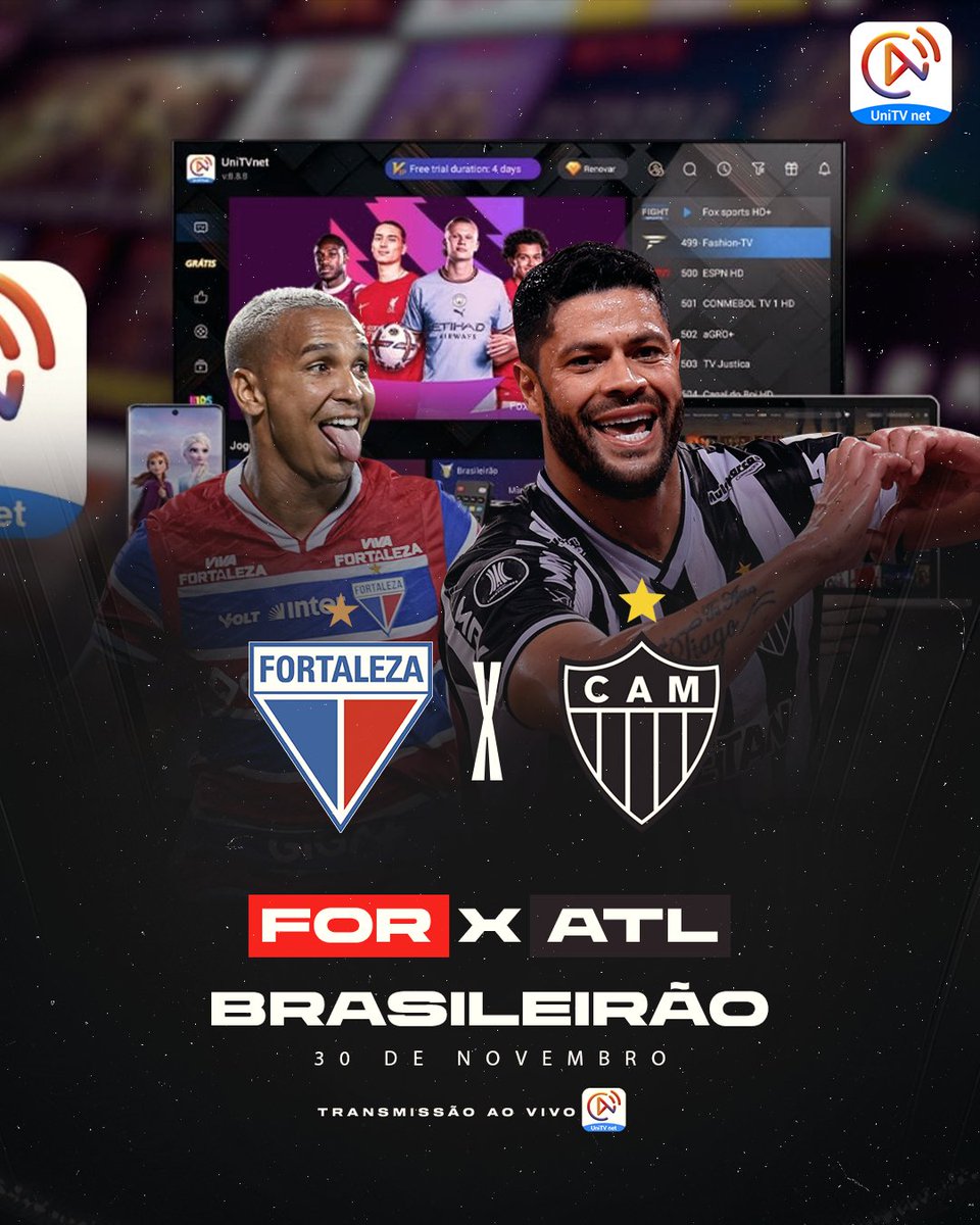 unitvnetbrasil's tweet photo. Em meia hora vai rolar Fortaleza x Atlético Mineiro na UniTV Net! 🔥 https://t.co/En8jkDhue3