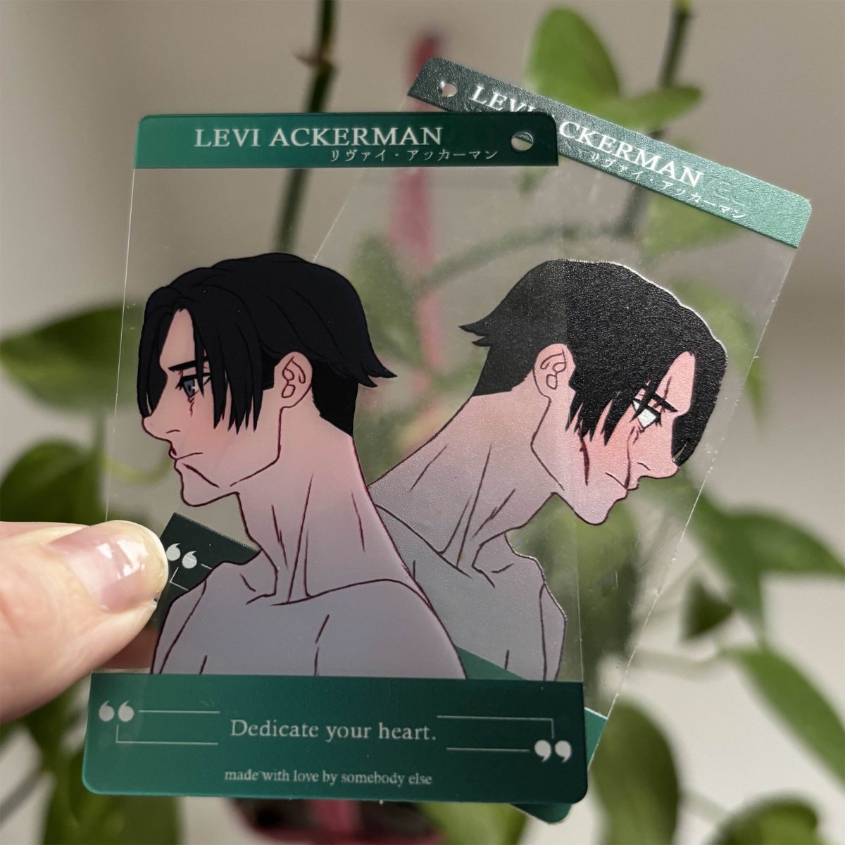 my last patreon card of the year will be no other than humanity's strongest soldier
since it's the month of his birthday i thought it would be appropriate to place him in december!

this month every of my merch tier subscribers will be sent a LEVI ACKERMAN card to their home! 🥰