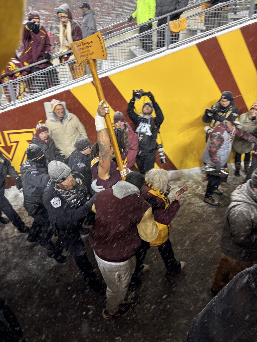 The Axe stays home where it belongs. 

And with this victory the Minnesota Golden Gophers once again lead the all
time series between the two schools. 

64 wins
63 losses
8 ties

SKI-U-MAH GOPHERS KEEP THE AXE!!!!