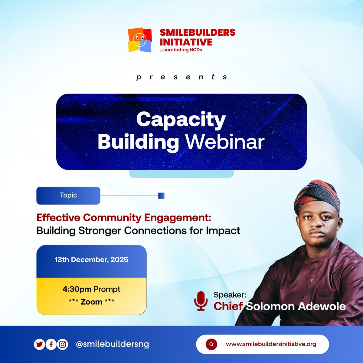 smilebuildersng's tweet image. Communities thrive when people are truly engaged; not just reached, but connected, inspired, and empowered.

Join us for our final capacity-building session of the year as we explore practical strategies for building meaningful community relationships and driving real impact.