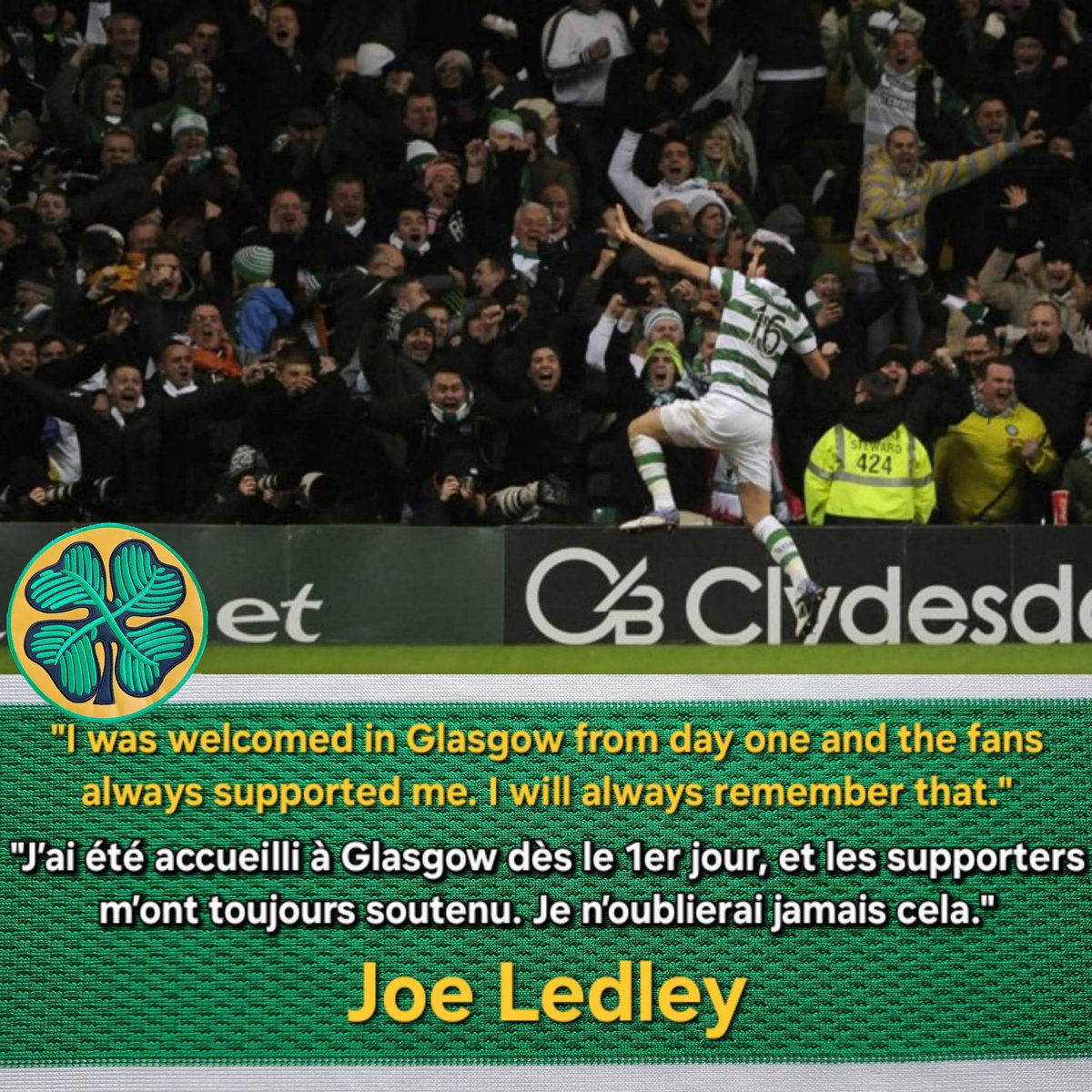 "I was welcomed in Glasgow from day one and the fans always supported me. I will always remember that." Joe Ledley
#Celtic #CelticFC #COYBIG 🍀🇮🇪☘️