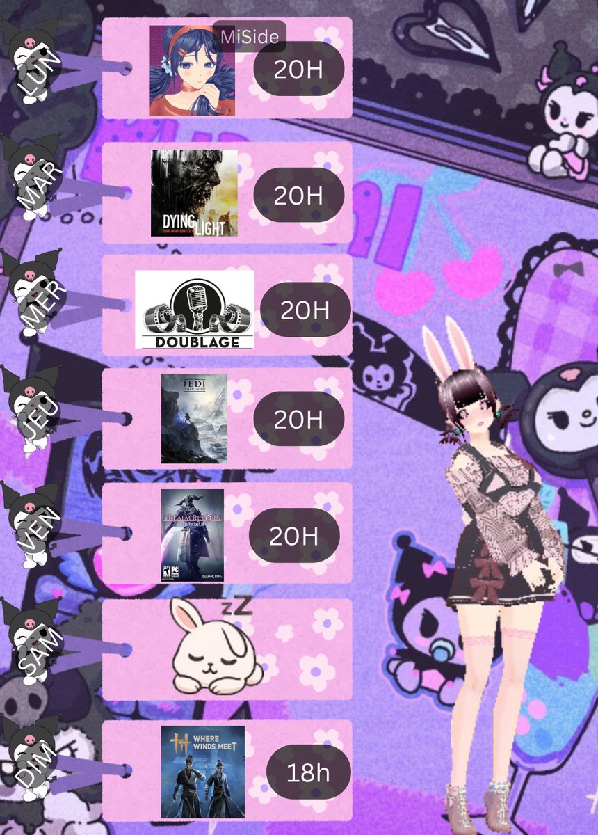 LadyAyaa_vtbfr's tweet image. Planning pour la première semaine de Noël, n&apos;hésitez pas a venir faire des coucou les bunbuns

#vtuberfr #vtuber #twitch #avatar3d