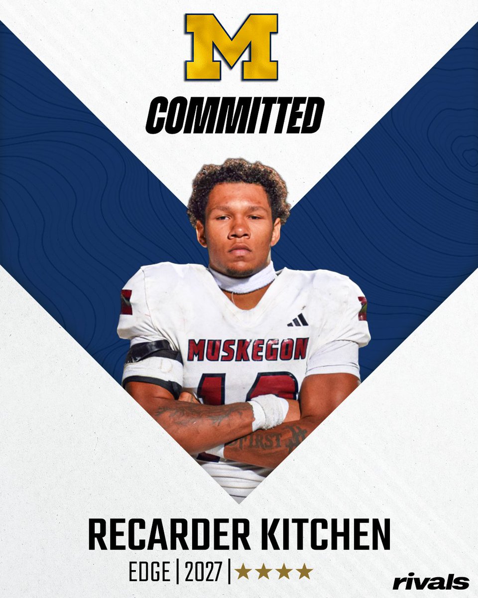 🚨BREAKING🚨 2027 4-star EDGE Recarder Kitchen has committed to Michigan〽️

Read: on3.com/rivals/news/20…
