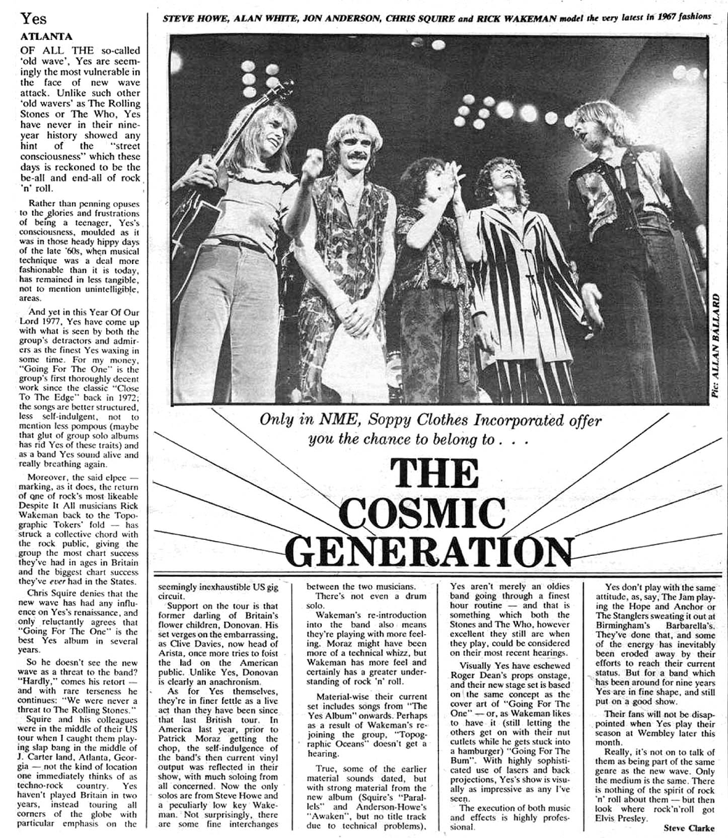 "The Cosmic Generation"

Steve Clarke reviews YES's August 25, 1977 "Going For The One" concert in Atlanta, Georgia for the October 8, 1977 issue of <a href="/NME/">NME</a>.

More at Forgotten Yesterdays: forgotten-yesterdays.com/dates.asp?qban…