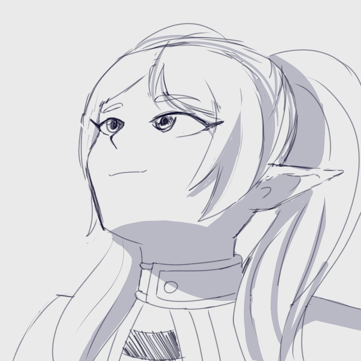 MaskedMylanth's tweet photo. Attempted the frieren looking up challenge. Been a hot minute since I drew anything https://t.co/E22KgynpKI