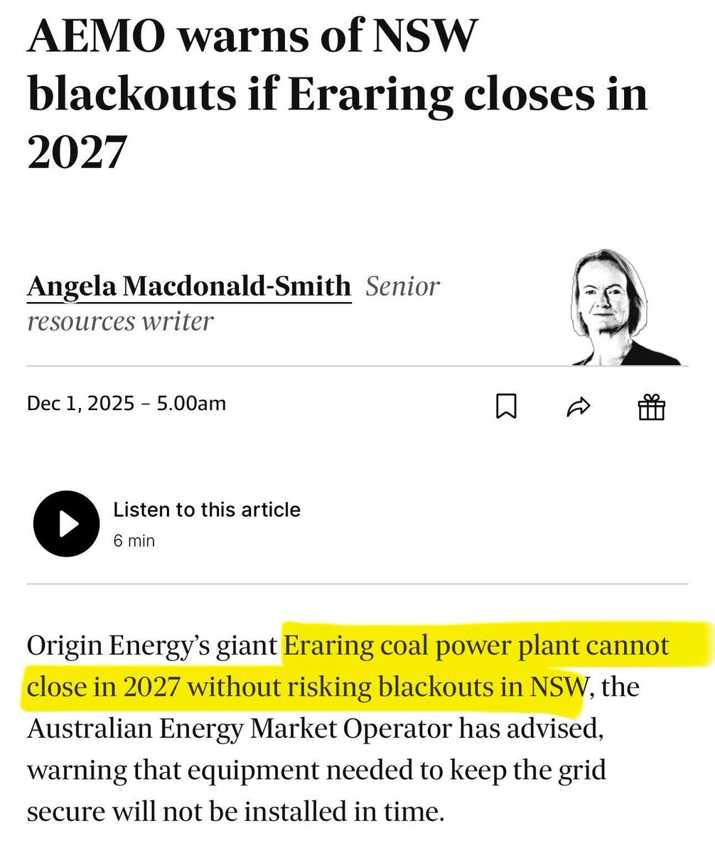 mattjcan's tweet image. AEMO has today admitted we would suffer massive blackouts if we shut down our coal fired power stations.

Thank you coal for keeping our lights on!