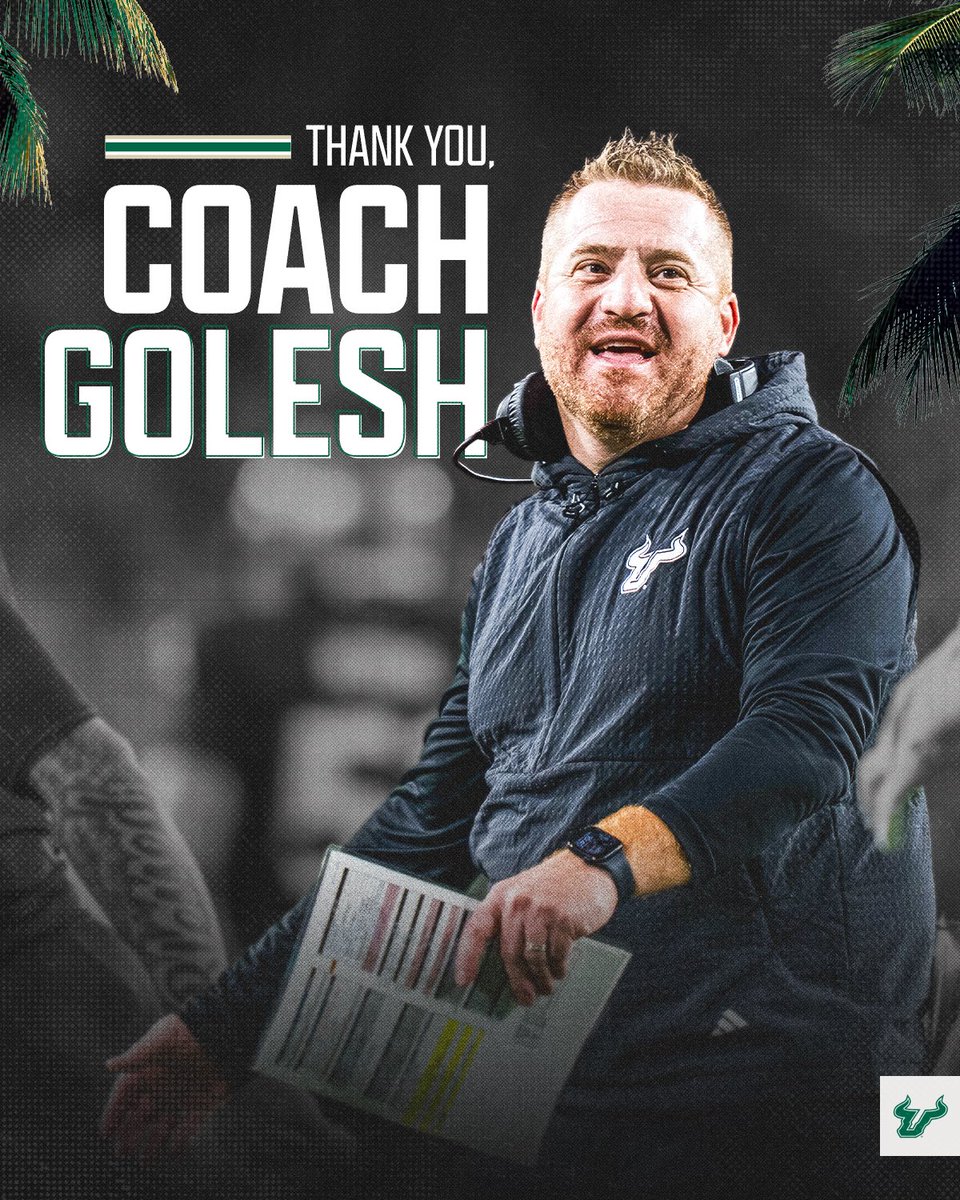 USFFootball's tweet image. Thank you, Coach Golesh