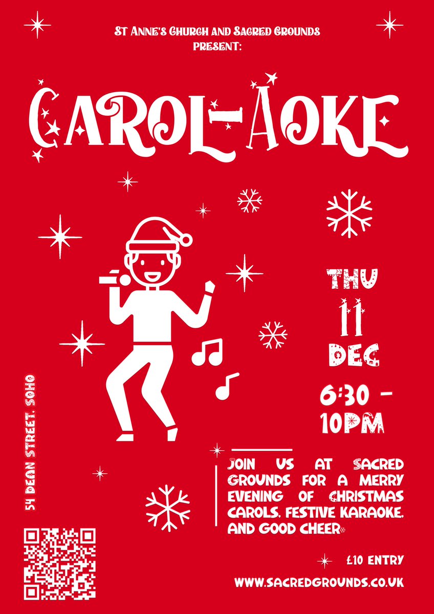 Christmas <a href="/AnnesSoho/">StAnnesChurchSoho</a> ⭐️

🎄5th December🎄Soho’s Christmas Tree Switch-on 4pm with @sohoparishschool 

🎤11th December 🎶 Carol-aoke at Sacred Grounds cafe 630-10pm

⭐️22nd December 🙏 Christmas Carol Service 

#ChristmasinSoho #Soholondon #soho