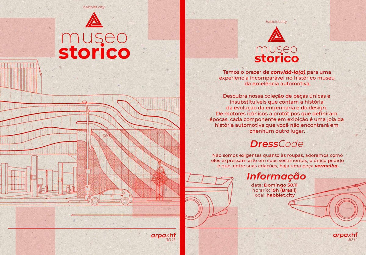 #ARPAxHF hoje <a href="/HausOfFashionn/">HausOfFashion</a> e <a href="/hbArpaInc/">ARPA</a> nos prestigiará com um evento incrível! MUSEU STORICO by HausOfFashion x Arpa, HOJE, às 19h no <a href="/MeuHabblet/">Habblet</a> 
contagem regressiva oficialmente iniciada.
nick: rayfb