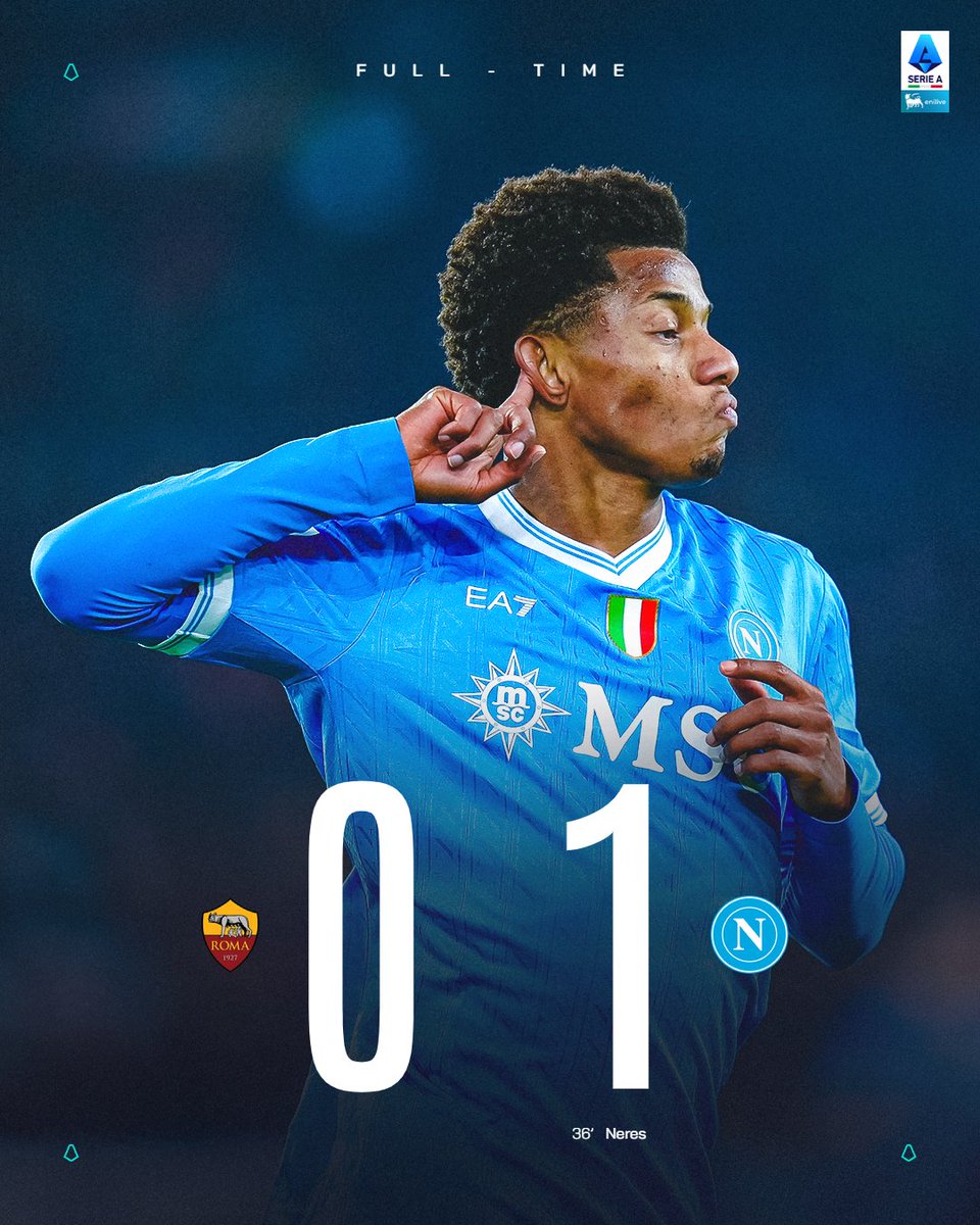 SerieA's tweet photo. I 3 punti se li prende il Napoli, decisivo David Neres ✨
#RomaNapoli https://t.co/pf0AGoQFoW