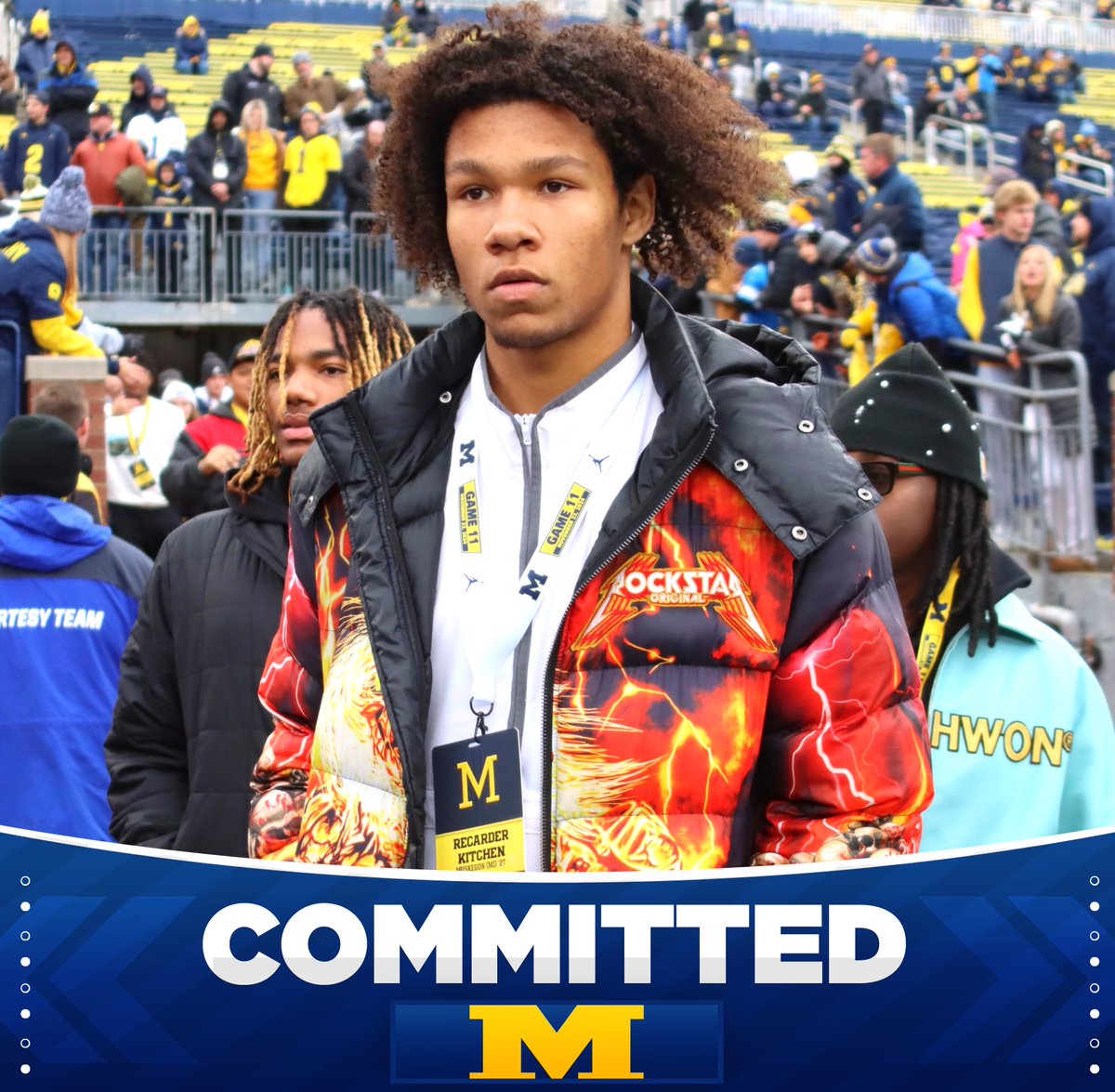 uofmcoverage's tweet image. BREAKING: 2027 4⭐️ EDGE Recarder Kitchen has committed to Michigan! 

The 6’6 240 pound prospect from Muskegon, MI chose the #Wolverines over Notre Dame, Penn State, USC, Texas A&amp;amp;M and 20+ others 

Recarder is ranked 110th nationally, No. 2 player in Michigan via 247sports…