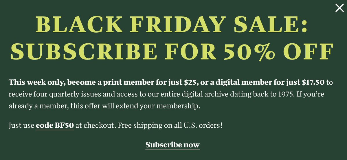 DavidAstinWalsh's tweet image. Hey, if you liked the first four pages of my book -- or even if you hated them -- you should subscribe to @BostonReview, where I write a bimonthly column! 

New subscriptions are half off for Black Friday! (Link below)