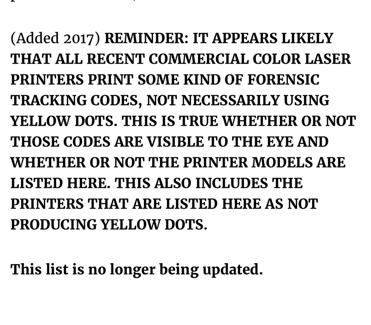 Object_Zero_'s tweet image. The Printer Tracking Dot Scandal

In 2005 the Electronic Frontier Foundation pursued an online conspiracy that the US government was printing secret codes on every page that every printer ever printed.

EFF had the public send them samples of printed pages. The EFF not only…