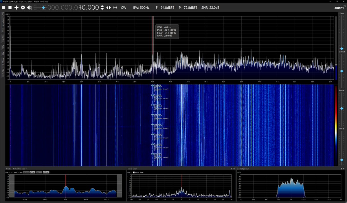 radiosiesta's tweet image. 今しがたのVLF
21.1、22.2、25、40、54kHzは入感中
60kHzはノイズのため入感確認ができません

おはようございます
#VLF
#Airspy
#SDRSharp
#YouLoop
#YouTwin