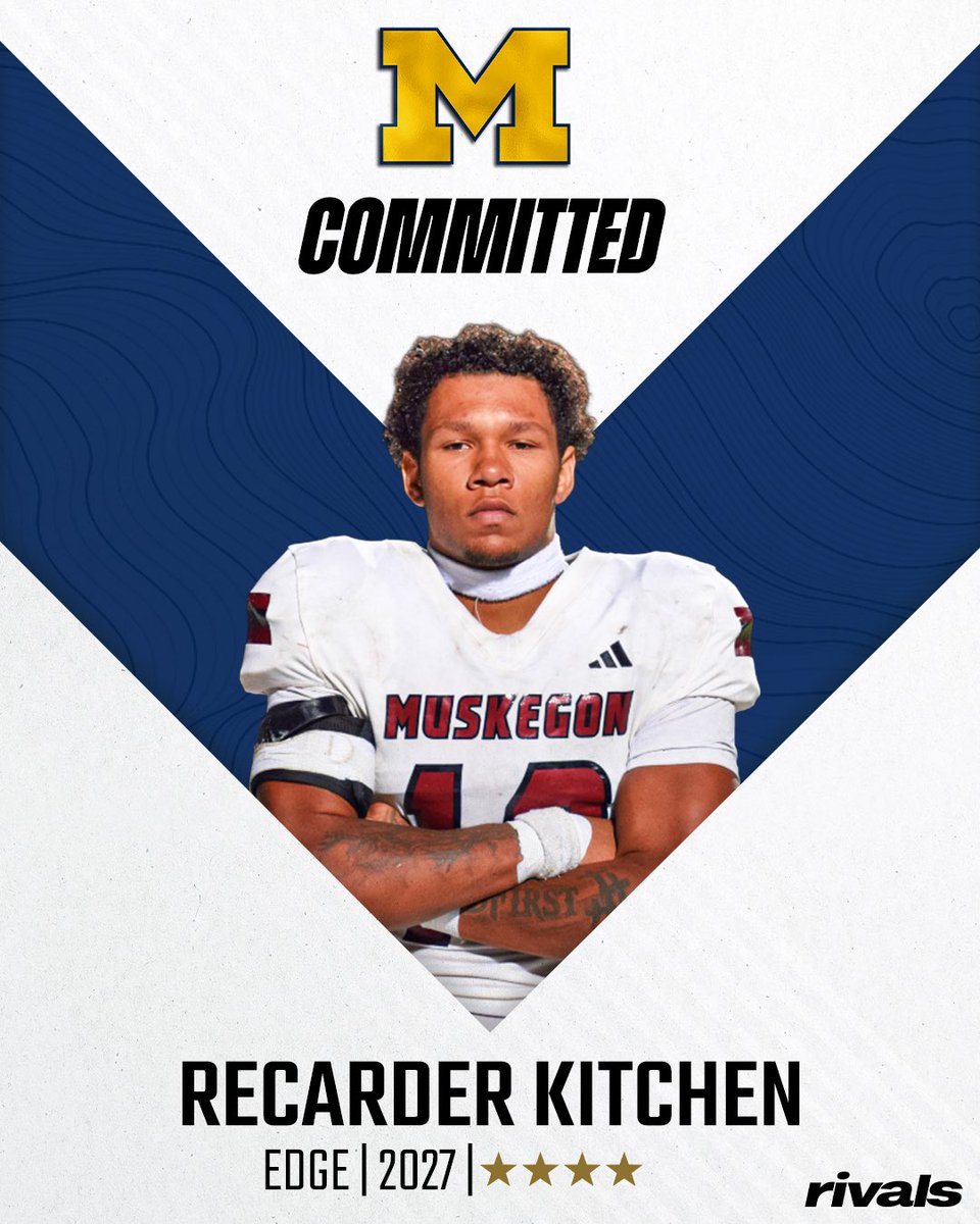 🚨BREAKING: Rivals300 in-state EDGE Recarder Kitchen commits to Michigan🚨

Story: on3.com/teams/michigan…