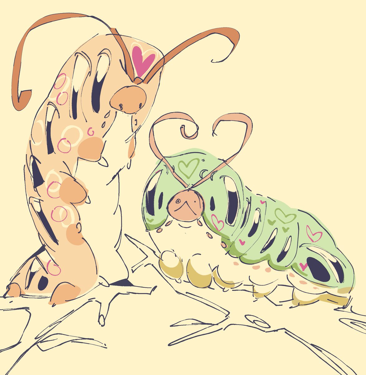 stale_pancakes's tweet image. look at my new caterpillar ocs, aren&apos;t they so pretty?