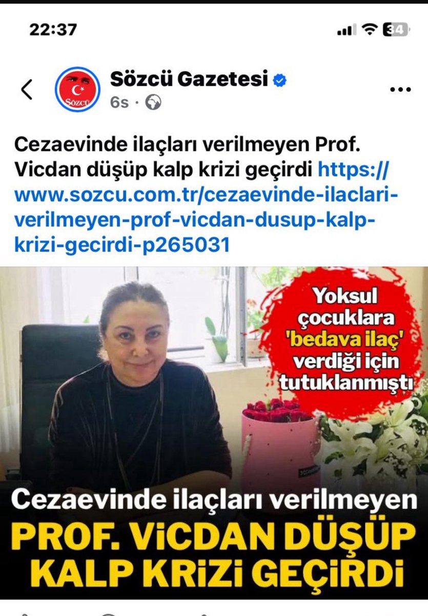 ▪️Bu haberi Adalet Bakanlığı yetkililerine sordum… 

▪️İşte gelen cevap: 

📌Marmara Kadın Kapalı Ceza İnfaz Kurumunda tutuklu olarak bulunan 1963 doğumlu *Ayten ERDOĞAN* hakkında; 

📌Adı geçenin şeker, yüksek tansiyon, troid ve kalp ritim bozukluğu hastalıklarına istinaden