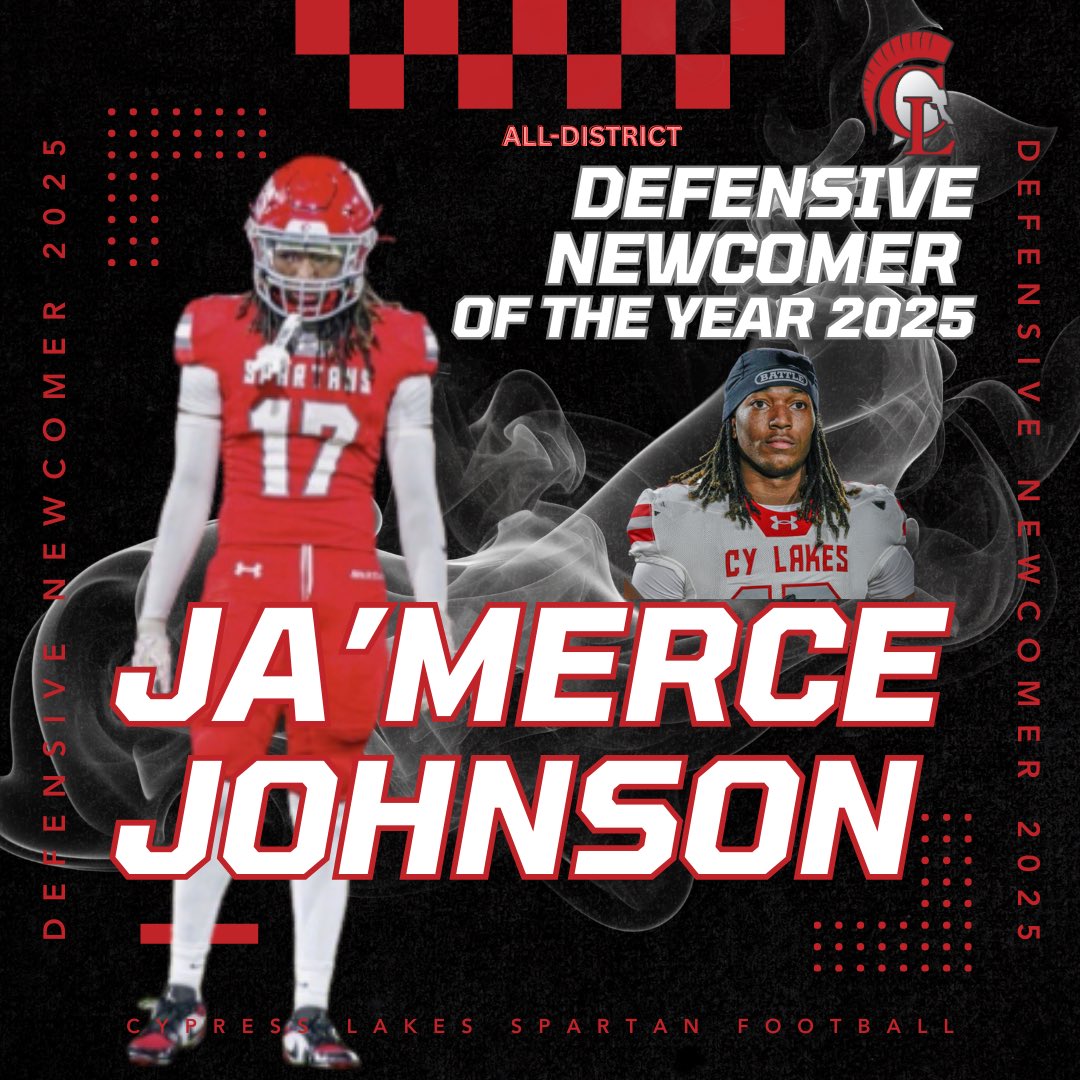 CyLakes_FB's tweet photo. All-District Defensive Newcomer. https://t.co/VqI9AUyOja