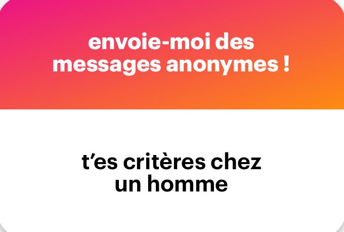 uselessuser_0's tweet image. À part plus grand que moi, et originaire du rif aussi je ne dirai rien d’autre sorry
Je vous conseille de ne jamais partager vos critères trop précisément ce n’est pas une bonne idée, gardez ça pour vous et observez tout simplement si ça correspond 👍🏻