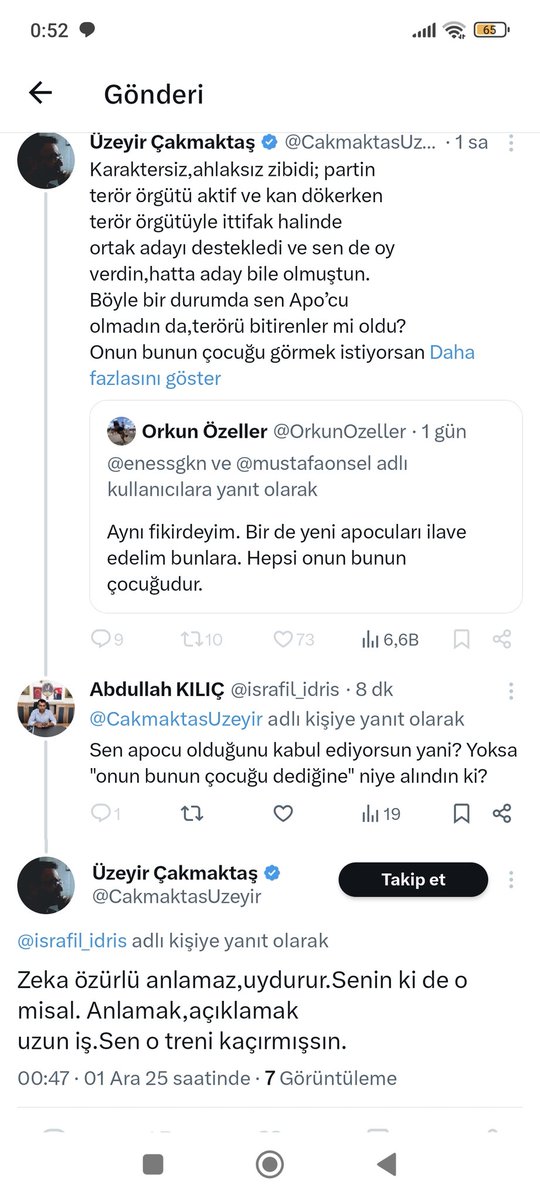 Korkma, bişey yapmayacaktır ki! Niye engelledin ki? Konuşacaktık sadece senin tüm seviyesiz bel altı hakaretten başka bişey bilmemene rağmen.