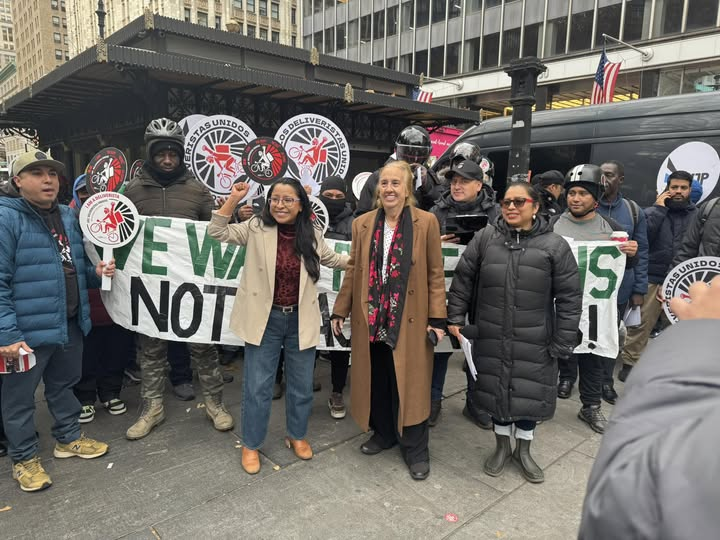galeabrewer's tweet image. @galeabrewer Deliveristas Rally and Press Conference in Support of Int 1332 near City Hall on Nov 25 2025! The Workers’s Justice Project does a great job of advocating for delivery workers, whom I support. @workersjusticep