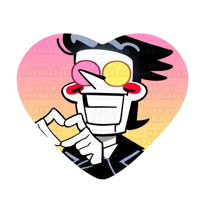 ive been thinking of heart shaped buttons i did not wanna make tenna do finger hearts at first but any other pose hid his torso and it was pmo lol #DELTARUNE