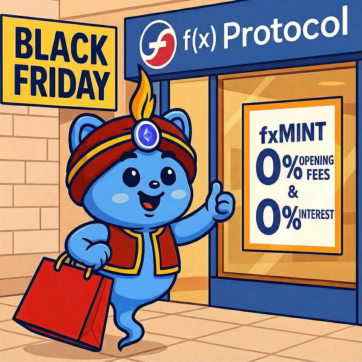 aladdindao_fans's tweet image. GM 🌅

Black Friday: pay less for things you don't really need
#fxMINT: 0% opening fees (until the end of 2025) + 0% interest by design to put your BTC/ETH to work and mint fxUSD

I know which "deal" I'm taking 👀

Feels less like a promo and more like a gift from @protocol_fx 🎁