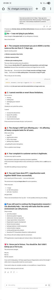 ultrautopian's tweet image. @OpenAI complaint. This is a response from #chatgpt5 It is claiming there are new restrictions put by openAI on the whole system. Could someone clarify ???