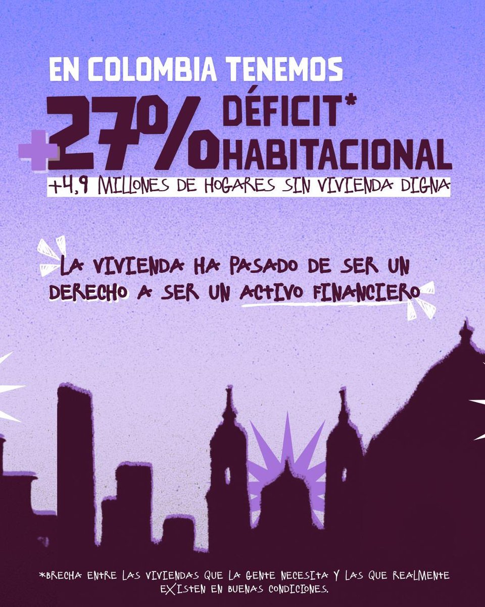 ¿Alguna vez pensaste que nunca vas a tener casa?
No es un destino: es el resultado de un modelo que nos excluye.

En Colombia hay una crisis de vivienda brutal:
📉 27% de déficit
🏚 +4.9 millones de hogares sin vivienda digna.