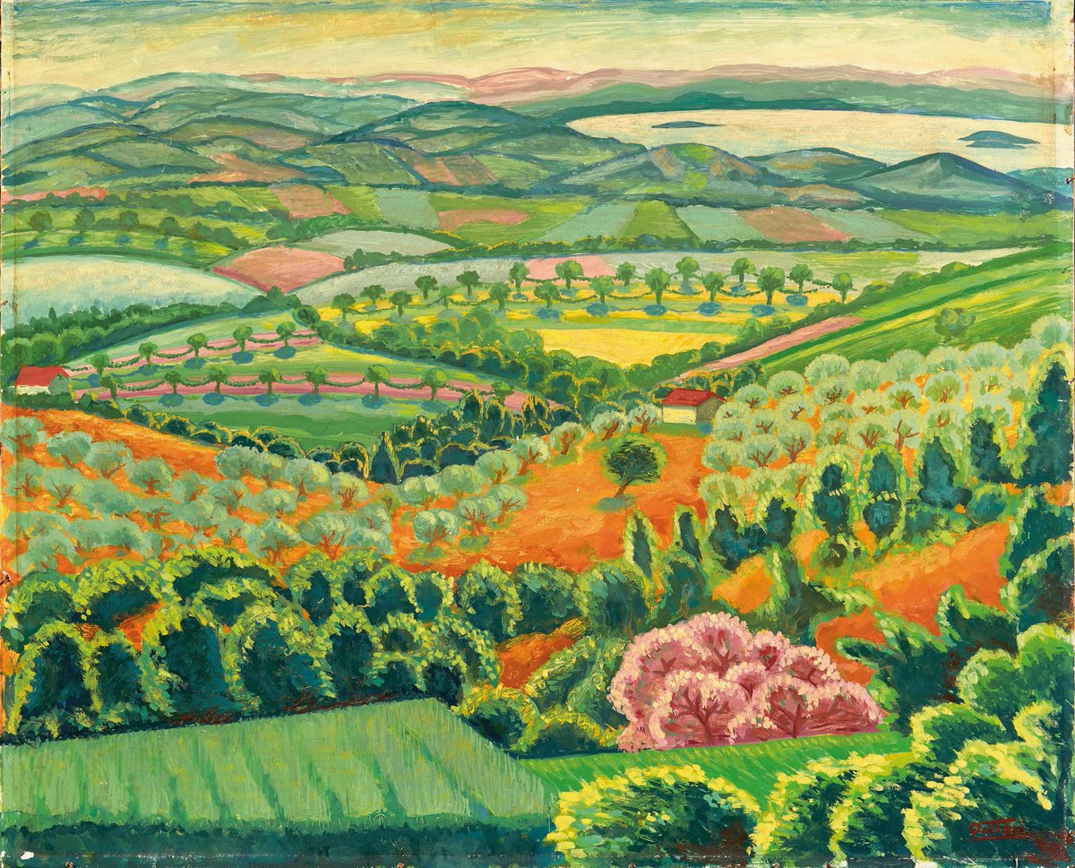g_cecconi48's tweet photo. Gerardo Dottori (Perugia, 1884 - 1977)
"Paesaggo con vista sul lago" - 1955
(olio su tavola; 50 x 58 cm)
Collezione privata europea. https://t.co/mf3puHpruX