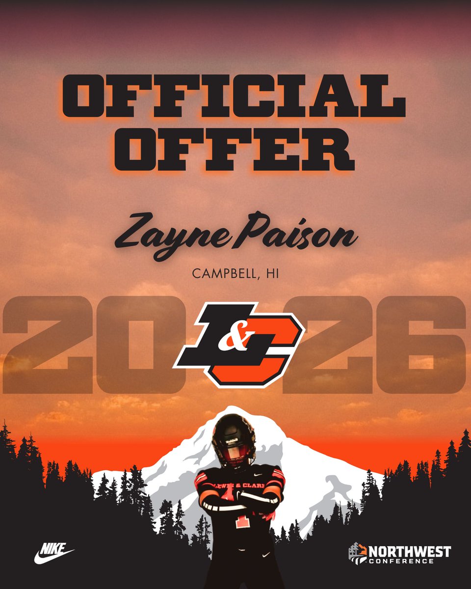 So blessed to receive an offer to Lewis &amp; Clark!! Thank you <a href="/Coach_DanFields/">Coach Daniel Fields</a> for this opportunity!

<a href="/SaberFootballHI/">James Campbell High School Football (Varsity)</a> <a href="/AlohaYAthletics/">Aloha Youth Athletics</a>