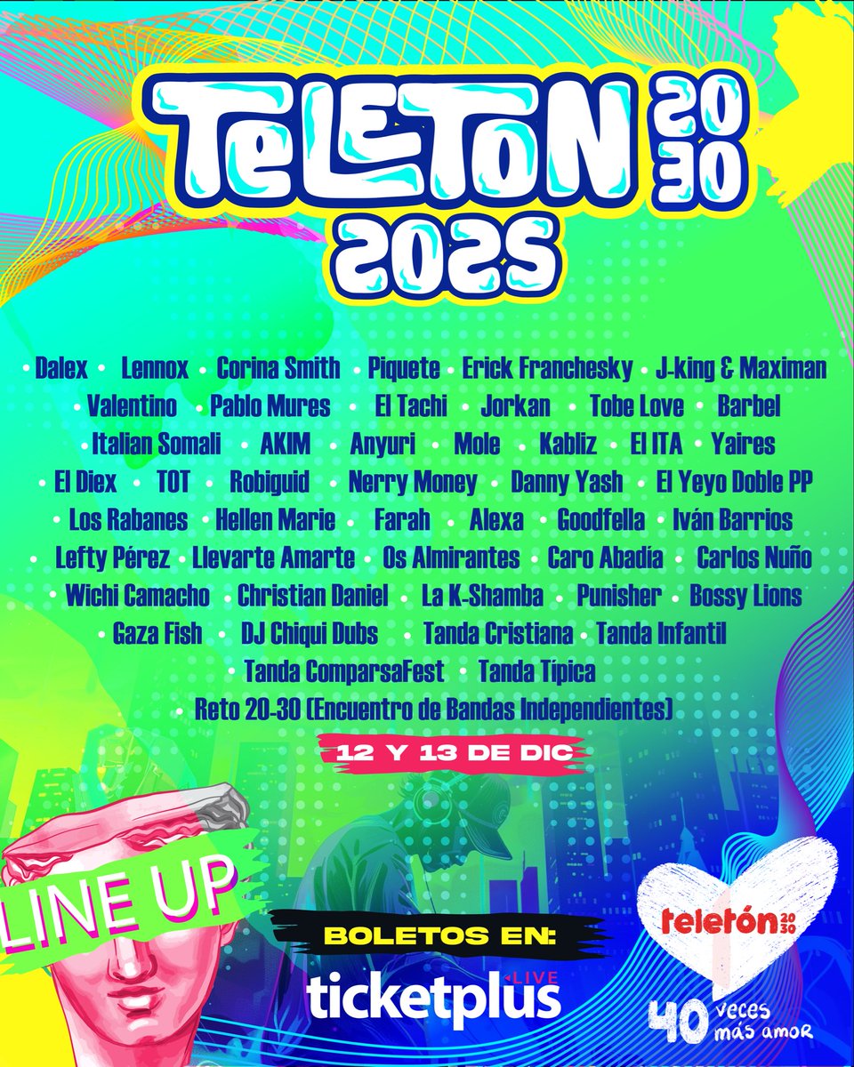 🎉 ¡La espera terminó!

Los artistas que harán vibrar la Teletón 20-30 2025 ya están listos para prender el escenario y DARLO TODO. 🔥💃🕺

Prepárate para cantar, bailar y apoyar una causa que mueve corazones.♥️

Acompáñanos a hacer la diferencia y dar 40 veces más amor. 🙌