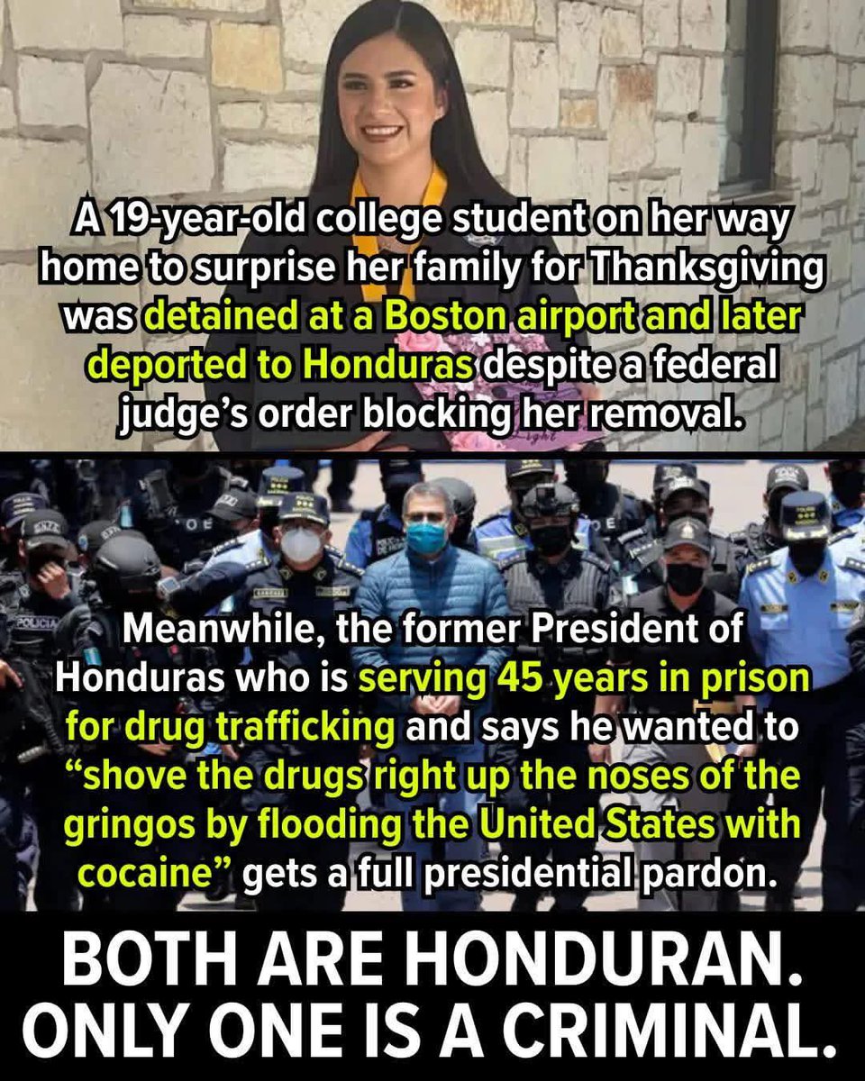 TRANSLATION:  One had the money to pay for a pardon, the other didn't.

OR

One is somehow beneficial to the <a href="/realDonaldTrump/">Donald J. Trump</a> regime, the other one isn't.

Another court order blatantly violated.

(MEME FACT CHECKED AS TRUE)

👇👇👇👇