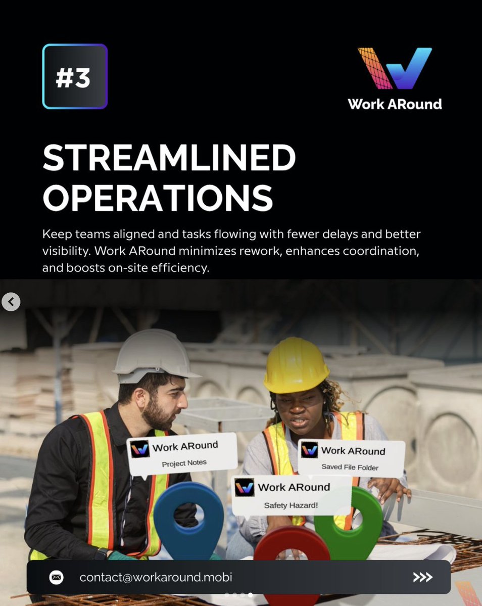 WorkARound_app's tweet image. Built for the field, designed for impact. With Work ARound, every team can work smarter, safer, and faster, in just 3 simple moves. No complex setup. No downtime. Just real-time awareness powered by augmented reality.

Get ready to transform how your team communicates, shares…