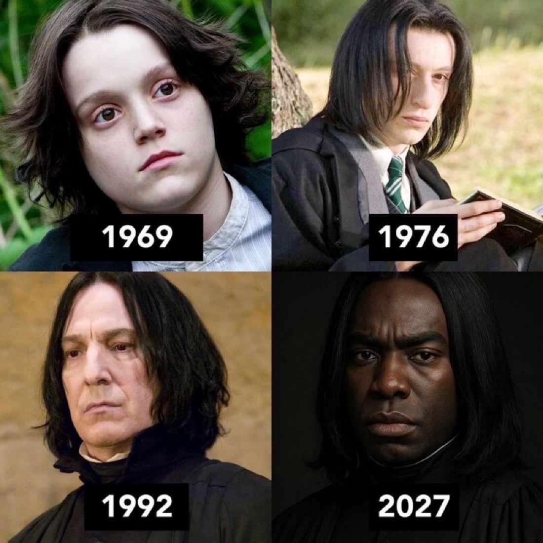 TheDailyHPotter's tweet image. The evolution of Severus Snape 🐍