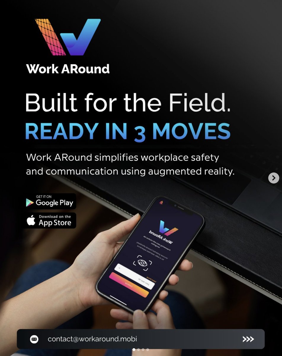 WorkARound_app's tweet image. Built for the field, designed for impact. With Work ARound, every team can work smarter, safer, and faster, in just 3 simple moves. No complex setup. No downtime. Just real-time awareness powered by augmented reality.

Get ready to transform how your team communicates, shares…