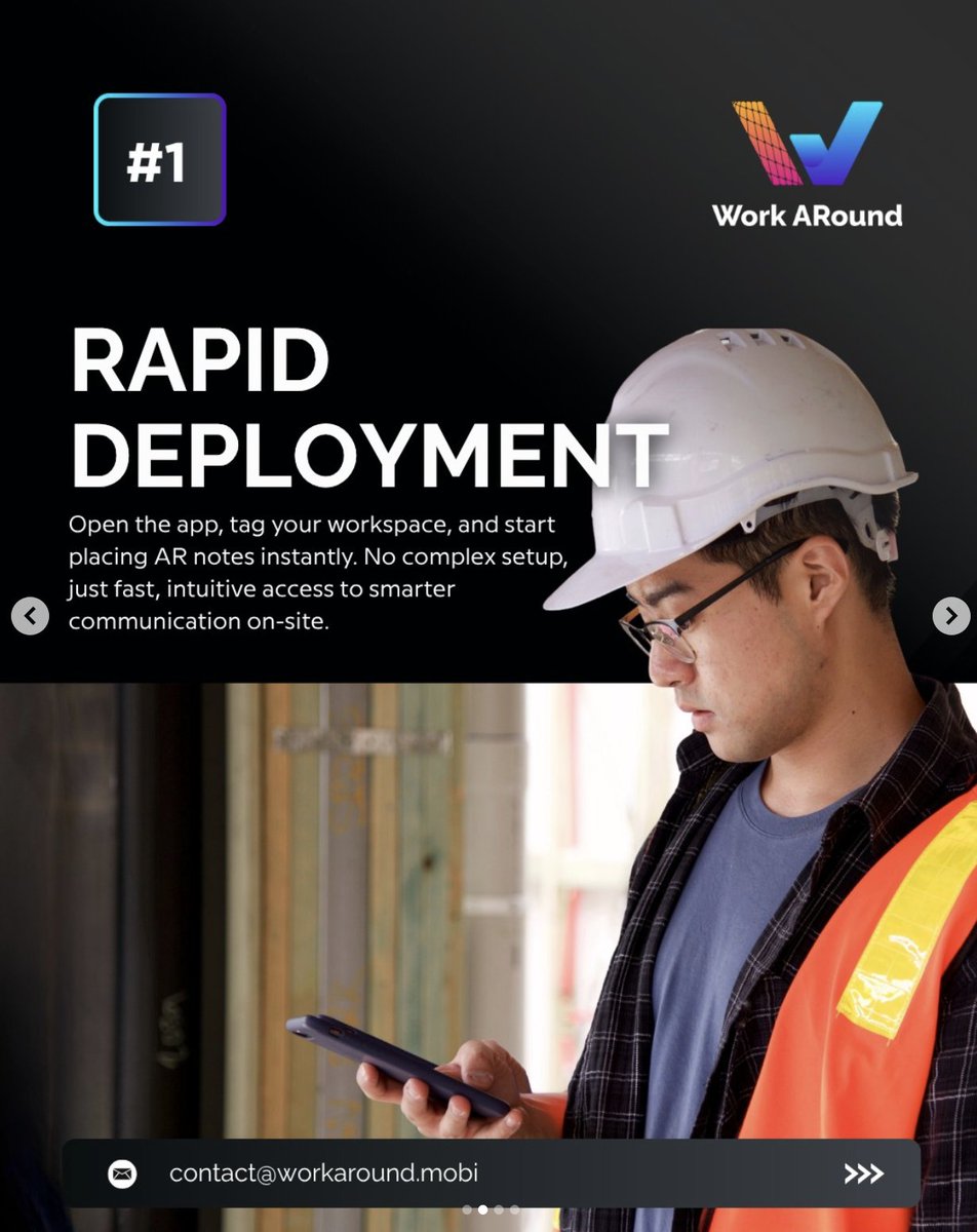 WorkARound_app's tweet image. Built for the field, designed for impact. With Work ARound, every team can work smarter, safer, and faster, in just 3 simple moves. No complex setup. No downtime. Just real-time awareness powered by augmented reality.

Get ready to transform how your team communicates, shares…