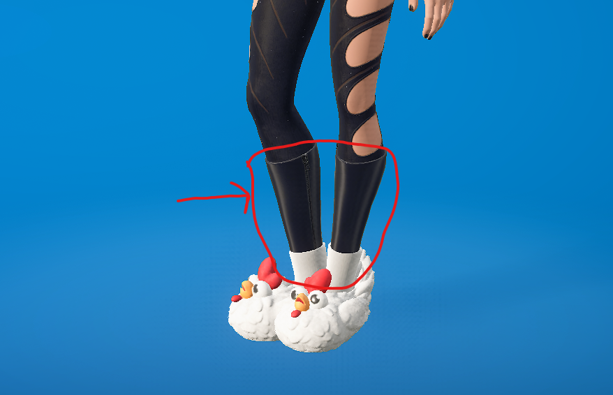 TechnoBased's tweet image. Are you guys ever going to fix this monstrosity when wearing kicks? @Fortnite @FortniteStatus