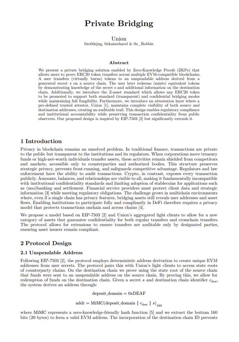 🚀 <a href="/union_build/">Union</a> presenta una solución general para transferencias privadas.

Nuestro protocolo unifica los envíos regulares y los transfers entre cadenas, permitiendo a los usuarios mantener su privacidad incluso al mover activos a través de diferentes ecosistemas. 👇👇