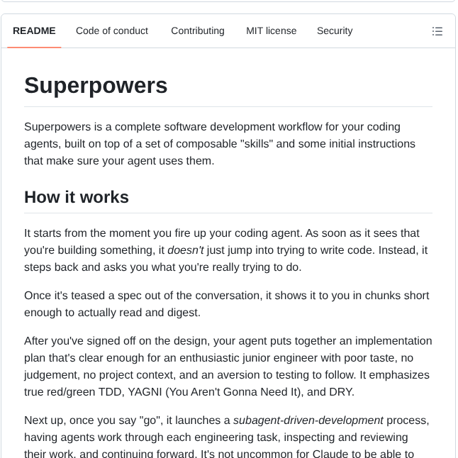 tom_doerr's tweet image. Software development workflow for coding agents

github.com/obra/superpowe…