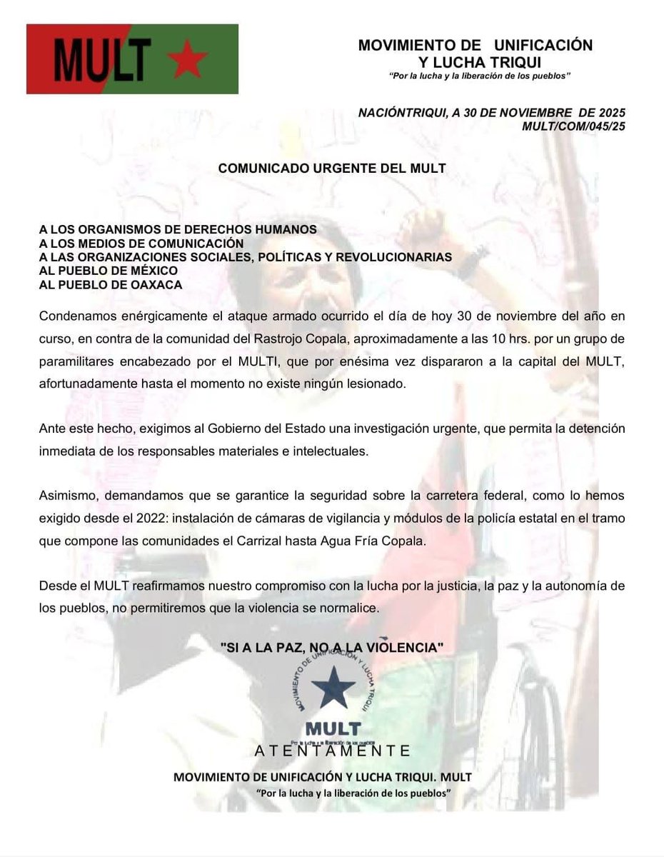 Ante la mirada cómplice del gobierno estatal, municipal, de la guardia nacional, de la policía estatal y de los legisladores federal y local, el grupúsculo Multi ataca una y otra vez a las comunidades de la montaña roja de manera impune y sistemática. <a href="/CNDH/">CNDH en México</a>