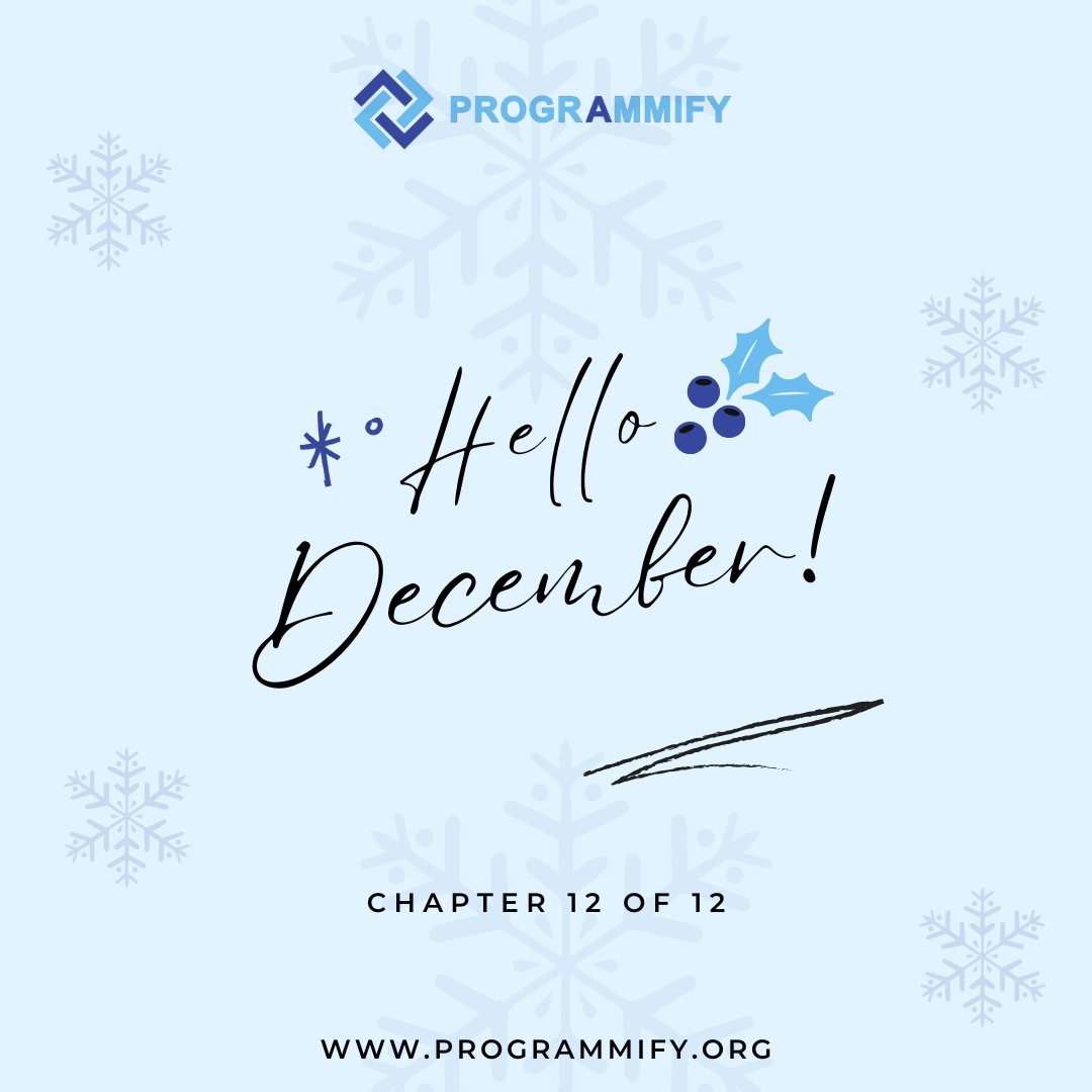 programmify's tweet image. December is here! 🎉

We&apos;ve hit the final month of 2025. We are grateful for an incredible year of growth, from helping beginners code to watching interns build real products.

This month: Finish strong, celebrate progress, and prep for 2026.

Let&apos;s make December count! 🔥 🙌