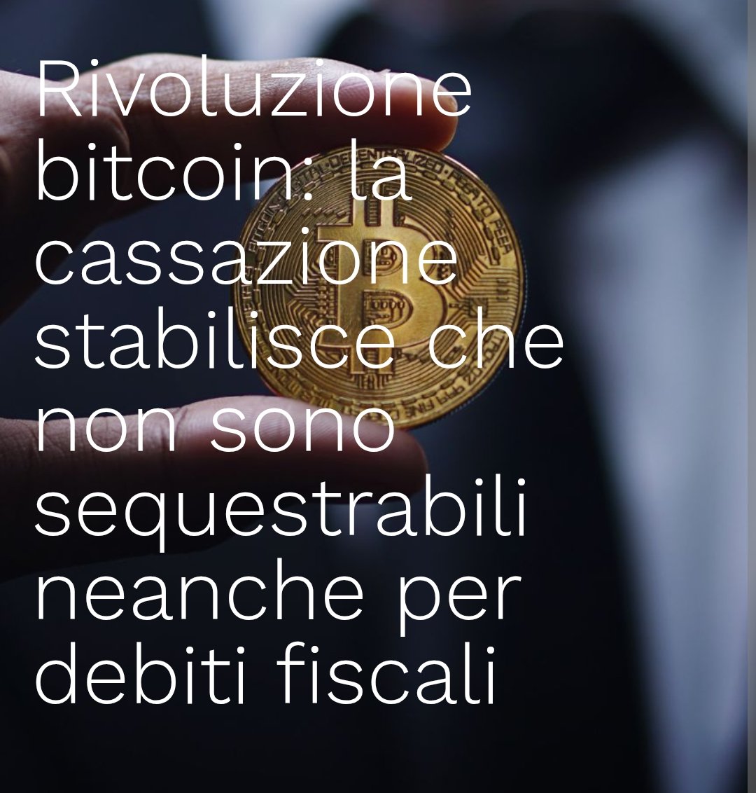 Ecco come ci si deve TUTELARE .
Non solo #Bitcoin ma tutte le #cripto non sono pignorabili.
Meditate gente meditate ......