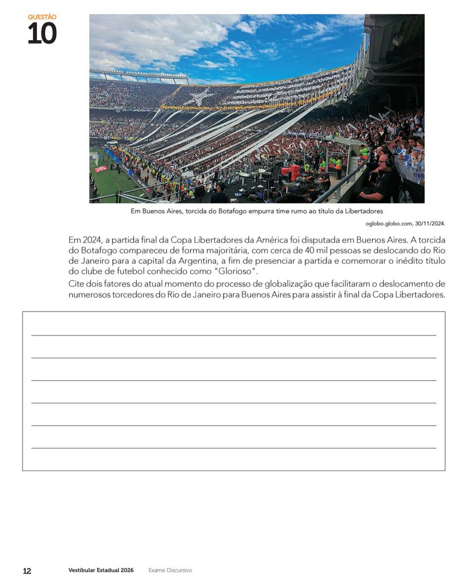 Botafogo no exame discursivo da UERJ, faculdade pública do Rio de Janeiro.

É o Glorioso, não tem jeito! 🔥