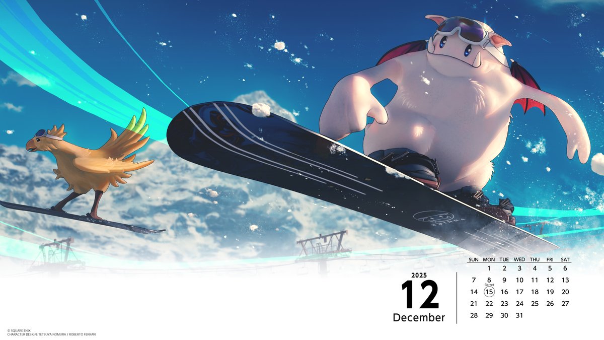 FFVIIR_CLOUD's tweet image. 12月のカレンダーはこちら！🏂❄️
いよいよ2025年も終わりが近づいてきました！
2025年最後の月が皆さんにとって充実した日々でありますように！🙌💫
今月も一緒に頑張ってまいりましょう！
#FF7R #FF7_inter