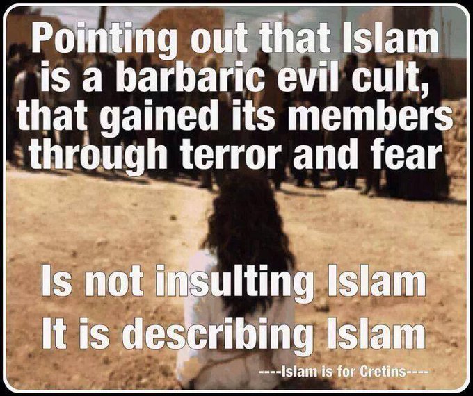 Truthseeker2213's tweet image. Satan&apos;s religion ISLAM is the world&apos;s CANCER. Not just America. 1400 yrs of bloodshed and violence. Now the biggest death cult is trying to take over the West. Deport now all those whose values are incompatible with the West.