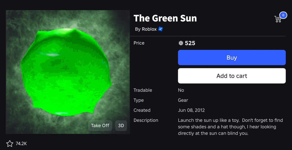 ROBLOX NEWS: Roblox has updated one of their gears, The Firey Sun. The design was changed to look green, and the way it works now is much more stranger than how it usually worked.